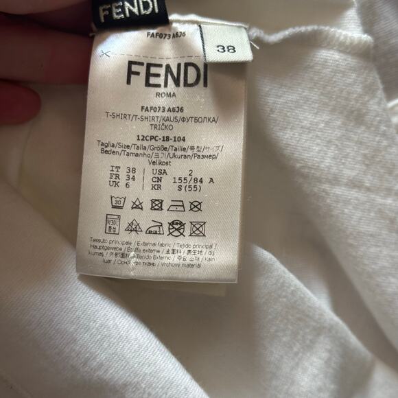 Fendi FF White Graphic Zucca T-Shirt IT 38 US 2 Oversize up to sz 10 Authentic - Picture 3 of 6